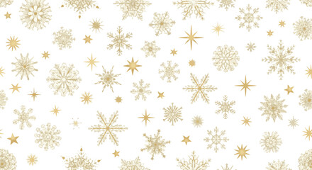  Create a kinds of deferent Christmas background, gold snowflakes and stars pattern vector art with white background.