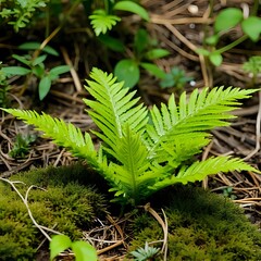 ferns, mosses, and flowering plants in redwood floor