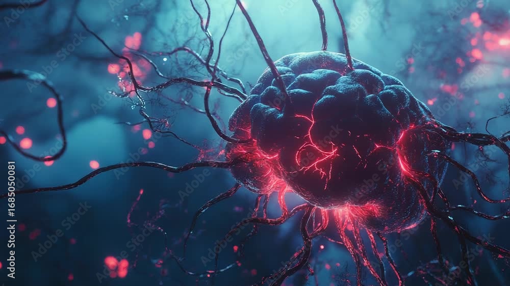 Poster brain generating neural connections, creating a network of thoughts and ideas
