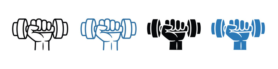 Hand dumbbell icon thin set vector. dumbbell symbol. vector illustration.