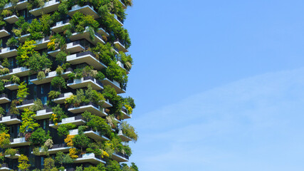 A stunning view of a green covered sustaineble building showcases innovative architecture blending...