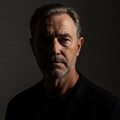 Fototapeta premium Dramatic Portrait of Mature Man with Low-Key Lighting
