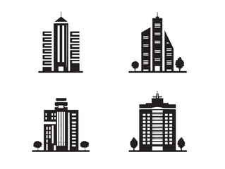 Obraz premium Minimal Building Silhouette Icon Collection for Modern Stock Designs 