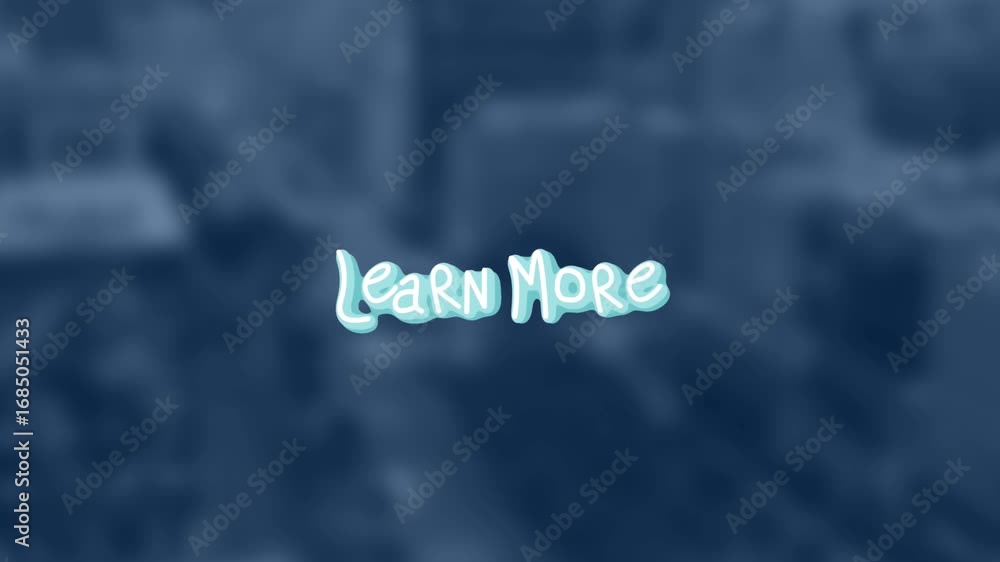Poster animation of learn more text with lines over out of focus cityscape