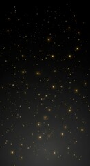 Dark night sky filled with twinkling golden stars and bokeh lights