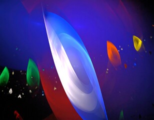 Abstract fractal art with vibrant colors, swirling shapes, and ethereal glow