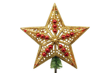 Ornate christmas star topper isolated front view detailed festive decoration png transparent background