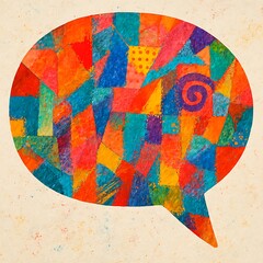Fototapeta premium Colorful Abstract Speech Bubble with Geometric Shapes Communication and Expression in a Creative Artistic Style
