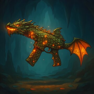the M416 reborn as a mythical beast 🔥🐉 This dragon-themed masterpiece blends fantasy and firepower: glowing embers, scale textures, and a winged stock all floating in a moody, enchanted cave. It&rsquo;s t