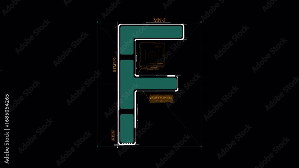 Poster futuristic hud interface: animated tech display on black background