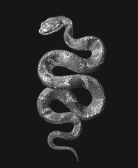 Fototapeta premium detailed illustration of snake with intricate scales and striking design, showcasing its elegant form against dark background. artwork captures essence of this fascinating creature
