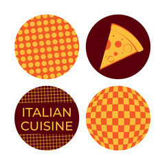 Illustration set of avatars Italian cuisine pizza and pattern without background