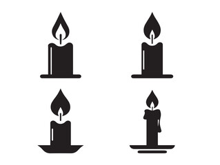 Fototapeta premium Candle Silhouette Icon in Decorative Minimal Vector Style