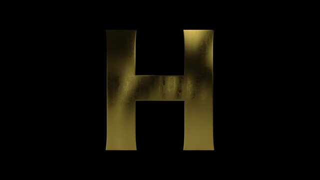 Realistic golden uppercase alphabet "H", alpha channel