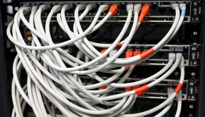 Network setup and maintenance server room technology image indoor close-up data management