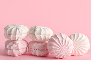 Many sweet zephyr on pink background