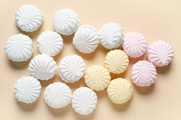 Many sweet zephyr on beige background