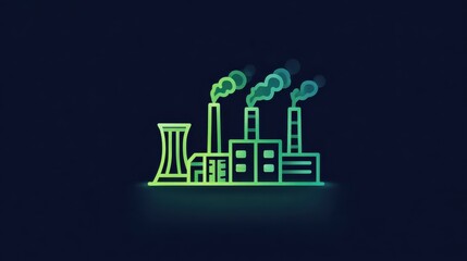 Fototapeta premium This graphic depicts a stylized representation of an industrial area featuring several factories with smokestacks.