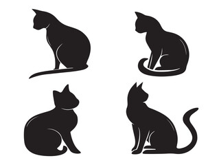 Cat Icon Silhouette in Minimal Vector Illustration Design