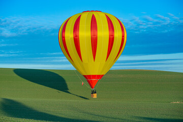 Hot air balloon is just relieved, and later ready for landing