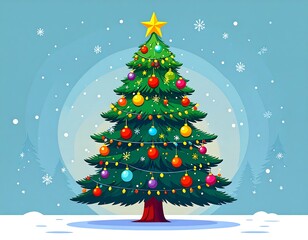 Christmas tree decorated with colorful ornaments