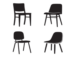 Chair Icon Silhouette in Simple Vector Illustration Style