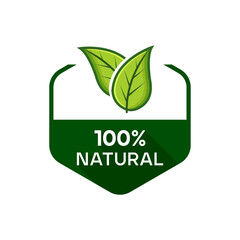 Natural Product Label Green Leaves Organic Badge