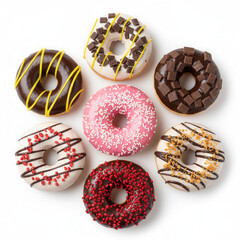 Colorful Donut Variety Set &ndash; Pink Glaze and Chocolate Toppings for Sweet Treat Promotions