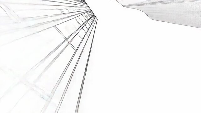 Abstract skyscrapers reaching for the sky in architectural drawing