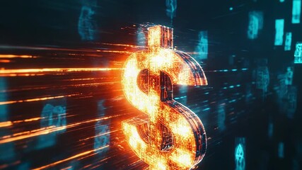 Digital us dollar symbol is glowing representing digital transactions and online payment processing - Powered by Adobe