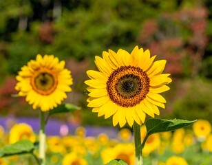 Obraz premium Sunflowers in a Field on a Sunny Day