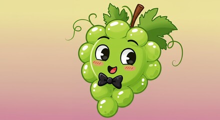 Cute cartoon green grapes illustration