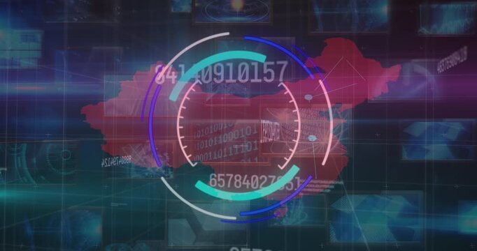 Animation of scope scanning and data processing over map of china