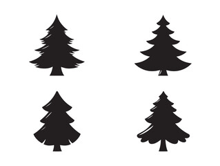 Holiday Christmas Tree Silhouette Icons in Decorative Vector Art