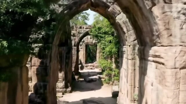 Ancient Temple Ruins of Prasat Sambor Prei Kuk Architecture Through Stone Arches Travel Destination Historic Khmer