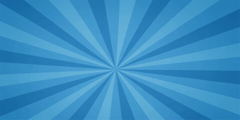 Blue abstract background with radiant sunburst rays and retro vector design
