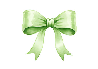 Elegant Watercolor Green Bow Isolated On Transparent Background Perfect For Decorative Designs And Festive Events