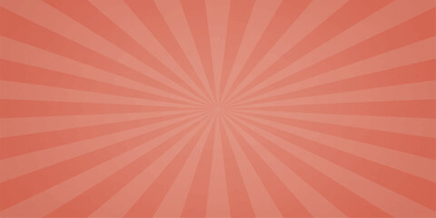 Red sunburst background with radial rays and vintage retro design