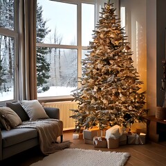 Christmas tree in cozy living room (1)
