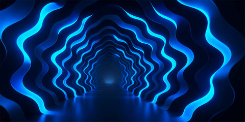 Abstract blue background with smoky texture and decorative wave pattern design