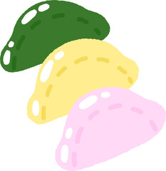 Traditional Half Moon Shaped Songpyeon Illustration – Korean Chuseok Rice Cake Clipart