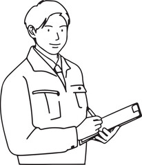 Worker Holding Clipboard – Construction, Technician, Maintenance, Safety, Industrial Job, Professional Illustration