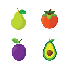 Set of fruits seasonal elements bundle.