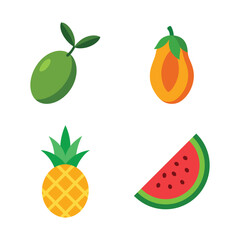 Collection of fruits seasonal icons bundle.