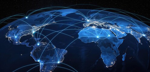 Global network connection with the earth at night