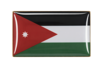 Patriotic Jordanian flag emblem with vibrant colors representing Jordan's rich history and culture, ideal for travel and national pride themes