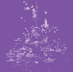 Hand drawing and outline illustrations of god Lord Shiva symbol Shivalinga