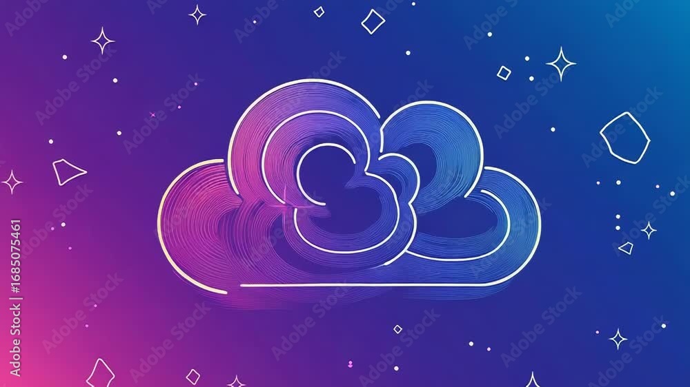 Poster cloud computing symbol representing data storage and online services