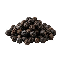 Photo of a pile of black peppercorns isolated on a transparent background, showcasing their round shape and textured surface, essential for seasoning and adding spice to dishes