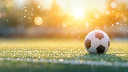 Fototapeta premium Exciting soccer match under sunset field sports photography open air close-up team spirit
